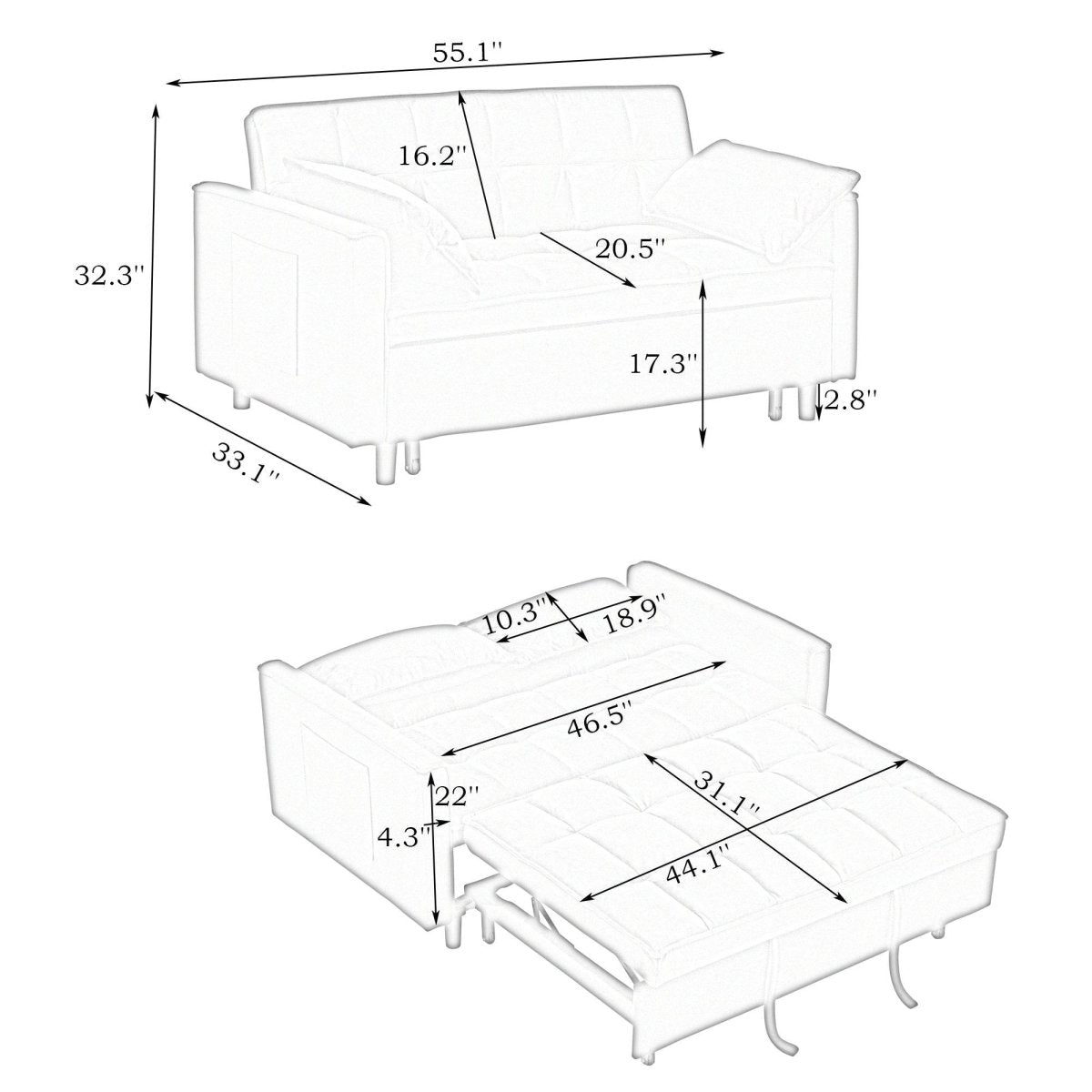 Convertible Velvet Loveseat Sofa Bed - Sleep Galleria