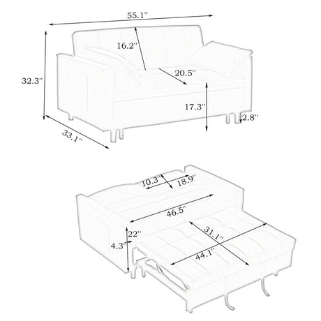 Convertible Velvet Loveseat Sofa Bed - Calmora - Sleep Galleria