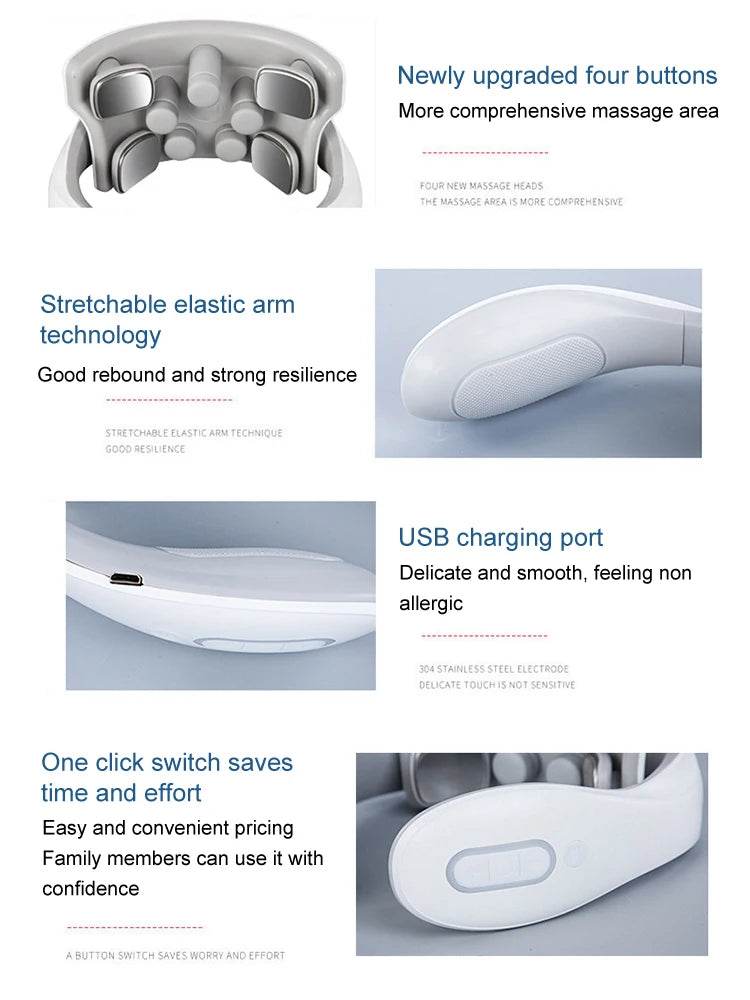 Four-Head Composite Neck Massager With Heating Vibration - Sleep Galleria