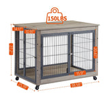 Furniture Style Dog Crate With Rolling Casters And Double Doors - Sleep Galleria