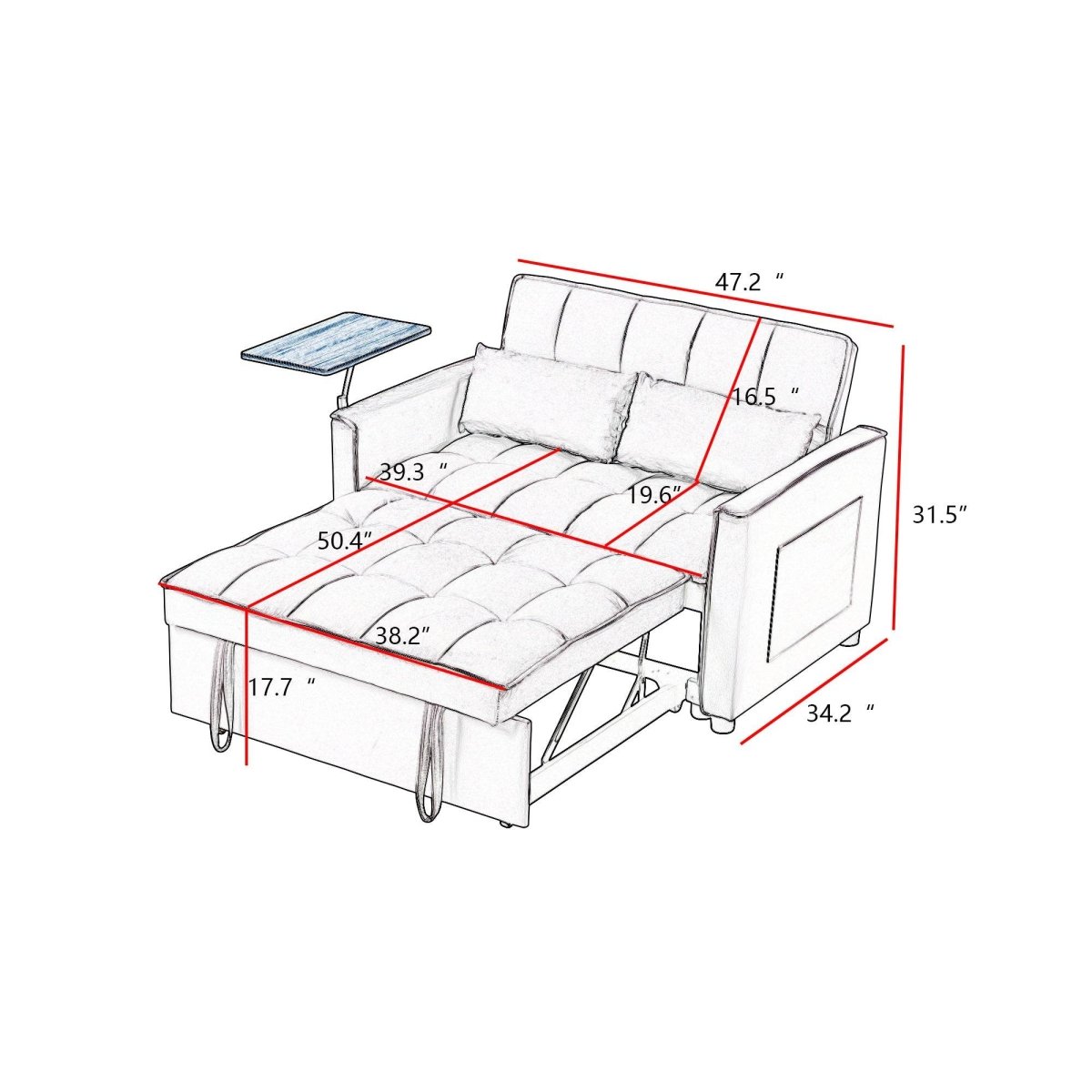 Grey Velvet Convertible Sofa Bed - Sleep Galleria