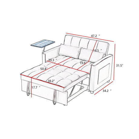 Grey Velvet Convertible Sofa Bed - Calmora - Sleep Galleria