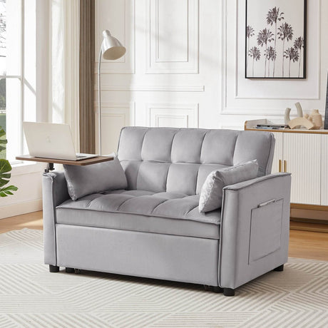 Grey Velvet Convertible Sofa Bed - Calmora - Sleep Galleria