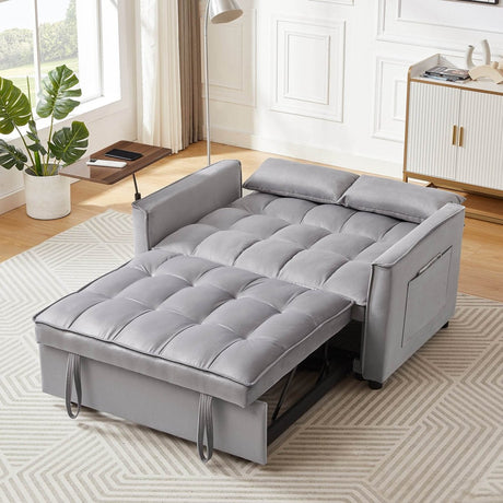Grey Velvet Convertible Sofa Bed - Calmora - Sleep Galleria