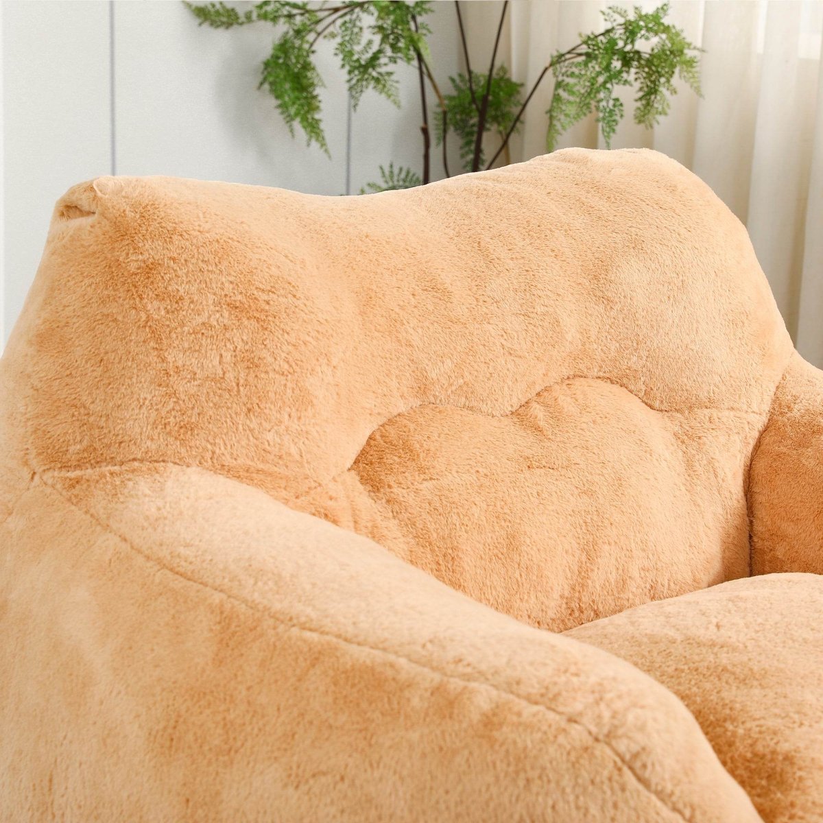 Large Brown Faux Fur Foam Beanbag Chair - Sleep Galleria