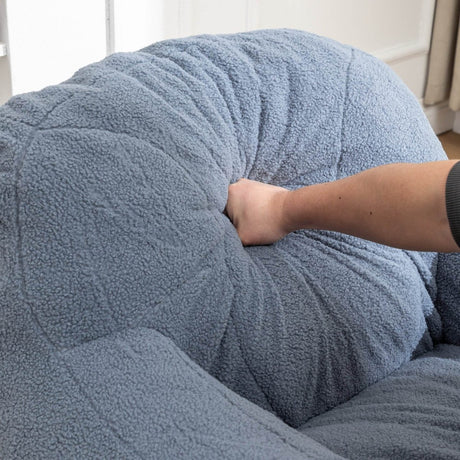 Light Blue Teddy Foam Bean Bag Chair - Calmora - Sleep Galleria