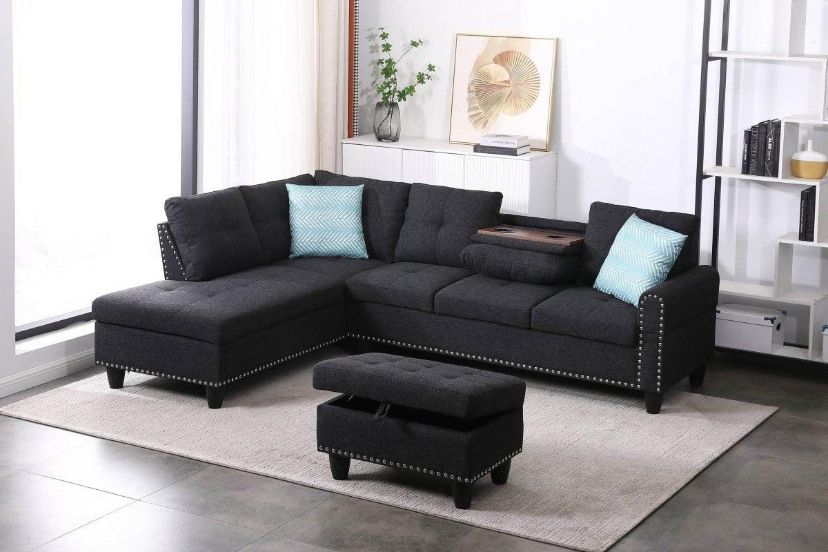 Linen Blend Foam-Filled Sectional Sofa - Sleep Galleria