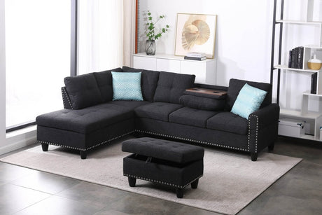 Linen Blend Foam - Filled Sectional Sofa - Calmora - Sleep Galleria