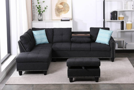 Linen Blend Foam - Filled Sectional Sofa - Calmora - Sleep Galleria