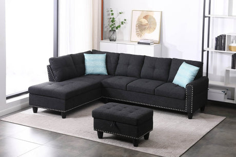 Linen Blend Foam - Filled Sectional Sofa - Calmora - Sleep Galleria