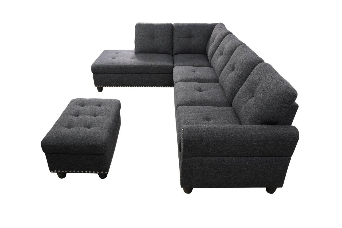 Linen Blend Foam-Filled Sectional Sofa - Sleep Galleria