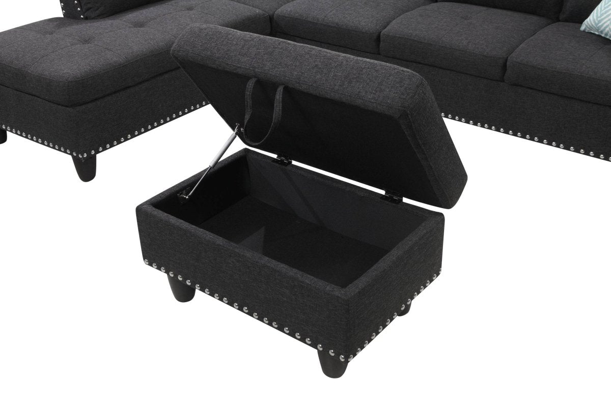 Linen Blend Foam-Filled Sectional Sofa - Sleep Galleria