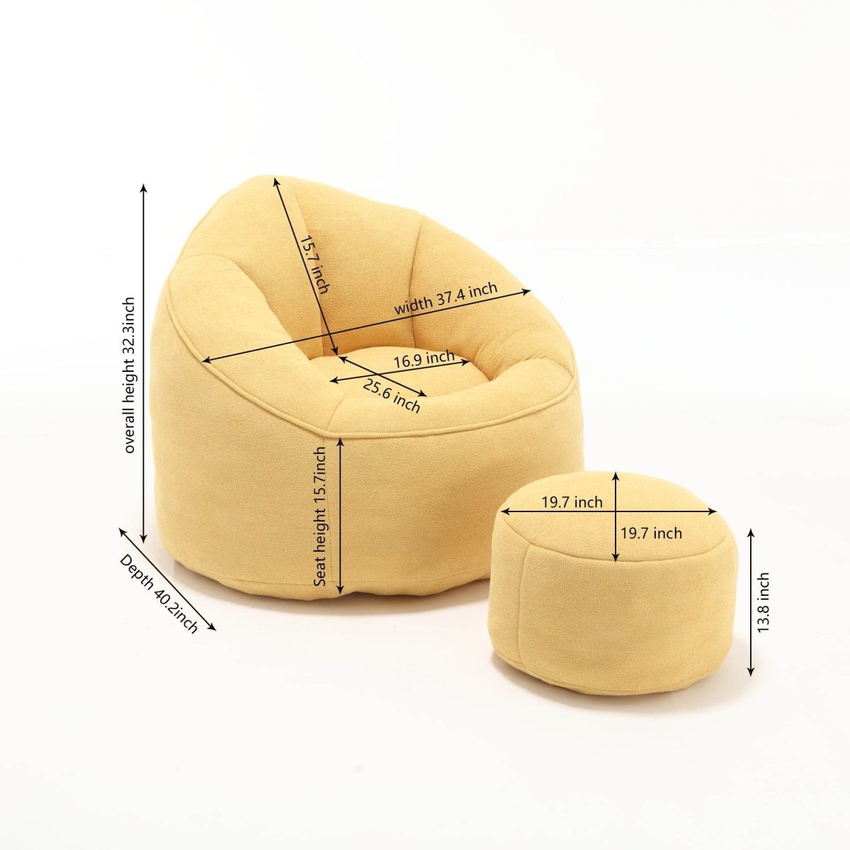 Microfiber Foam Filled Bean Bag Chair - Calmora - Sleep Galleria