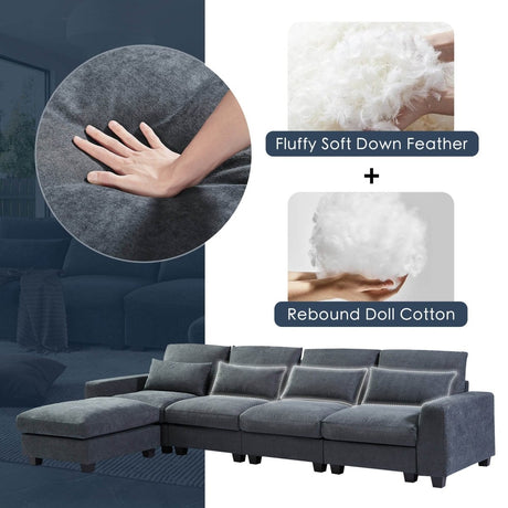 Modern Feather Filled Sectional Sofa - Calmora - Sleep Galleria