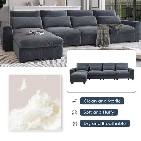 Modern Feather Filled Sectional Sofa - Calmora - Sleep Galleria