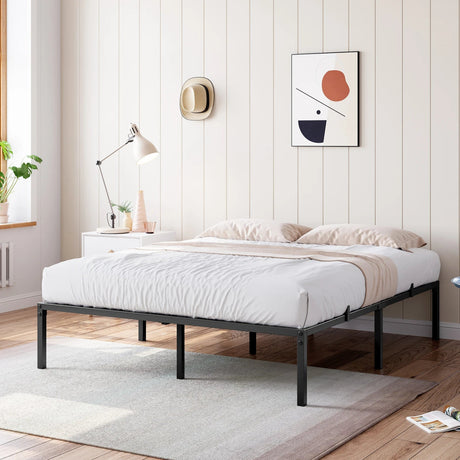 Modern Reinforced Steel No Box Spring Bed Frame - Calmora - Sleep Galleria