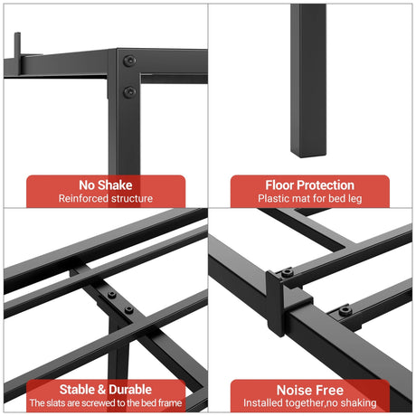 Modern Reinforced Steel No Box Spring Bed Frame - Calmora - Sleep Galleria