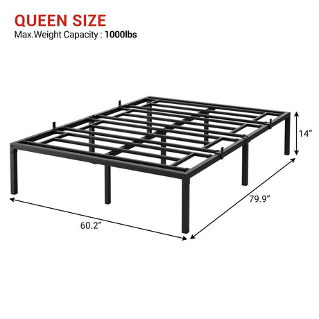 Modern Reinforced Steel No Box Spring Bed Frame - Calmora - Sleep Galleria
