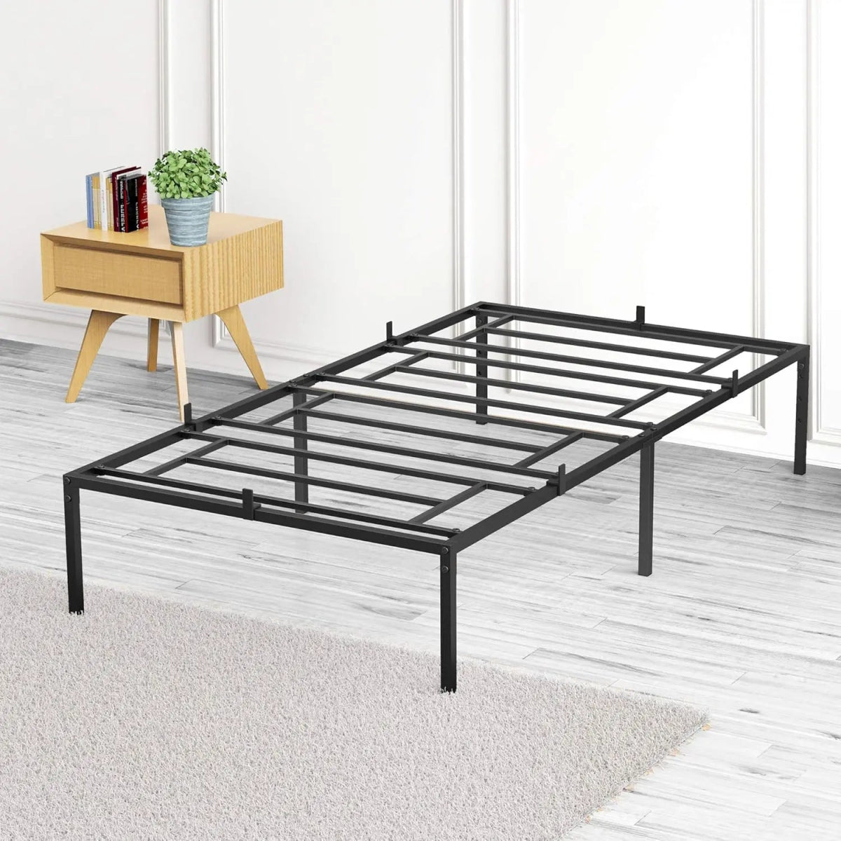 Modern Reinforced Steel No Box Spring Bed Frame - Calmora - Sleep Galleria
