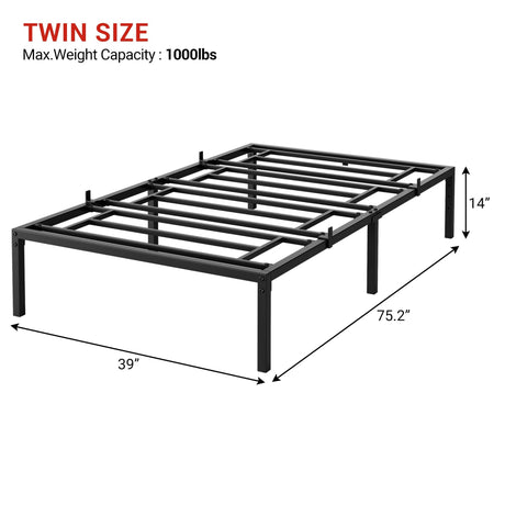 Modern Reinforced Steel No Box Spring Bed Frame - Calmora - Sleep Galleria