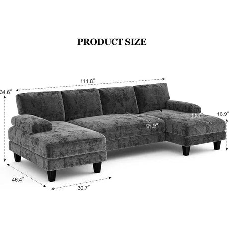 Modern U - Shaped Sectional Living Room Sofa - Calmora - Sleep Galleria