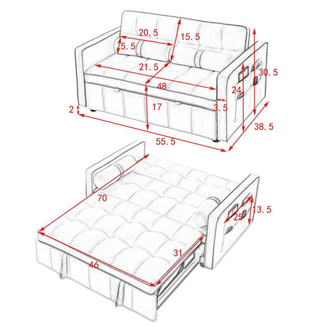 Multifunctional Velvet Pull - Out Sofa Bed - Calmora - Sleep Galleria