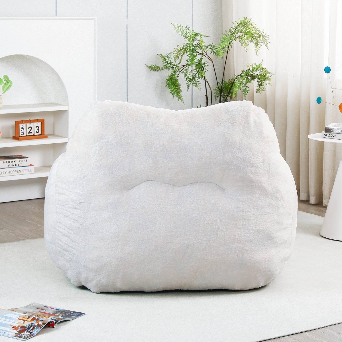 Oversized Faux Fur Foam Beanbag Chair - Calmora - Sleep Galleria