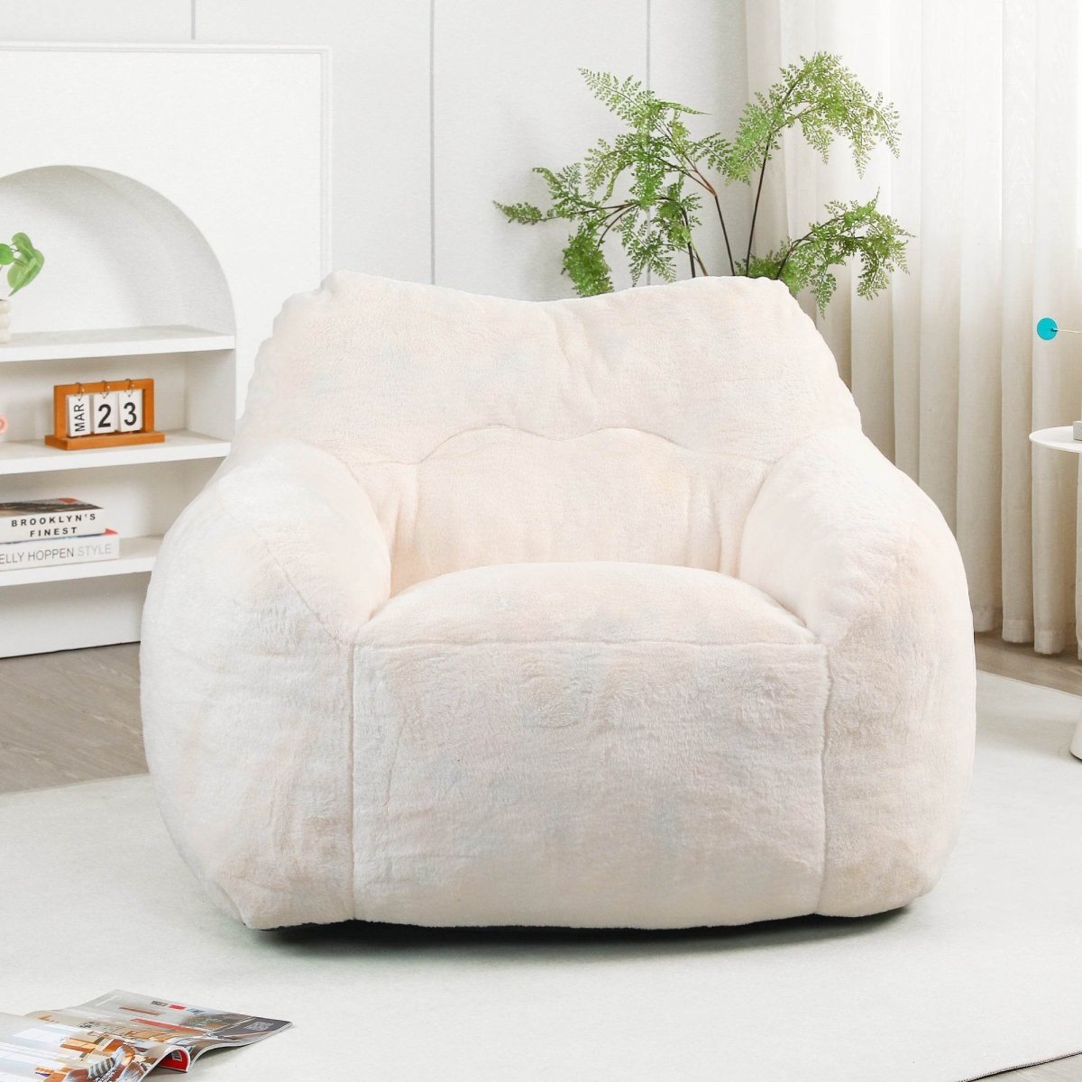 Oversized Faux Fur Foam Beanbag Chair - Calmora - Sleep Galleria