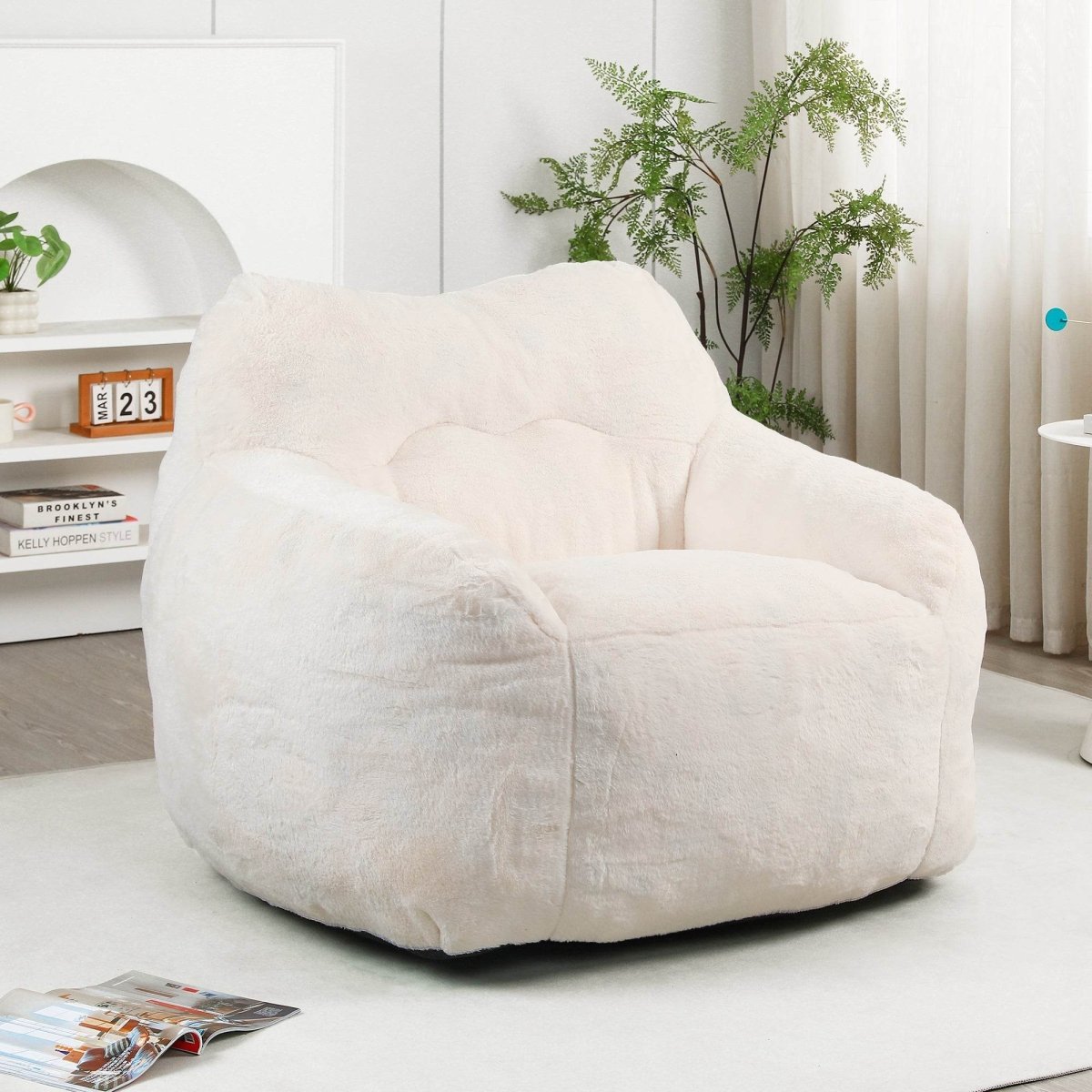 Oversized Faux Fur Foam Beanbag Chair - Calmora - Sleep Galleria