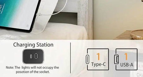 PU Leather Platform Bed Frame with Charging Station and LED Lights - Calmora - Sleep Galleria