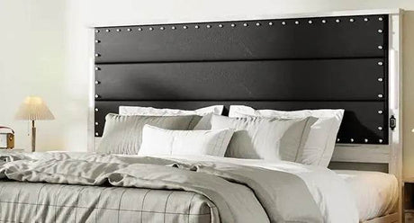 PU Leather Platform Bed Frame with Charging Station and LED Lights - Calmora - Sleep Galleria
