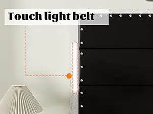 PU Leather Platform Bed Frame with Charging Station and LED Lights - Calmora - Sleep Galleria