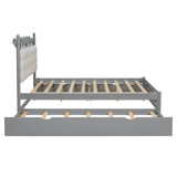 Queen Platform Bed With Trundle Drawers USB Ports Gray - Sleep Galleria