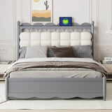 Queen Platform Bed With Trundle Drawers USB Ports Gray - Sleep Galleria