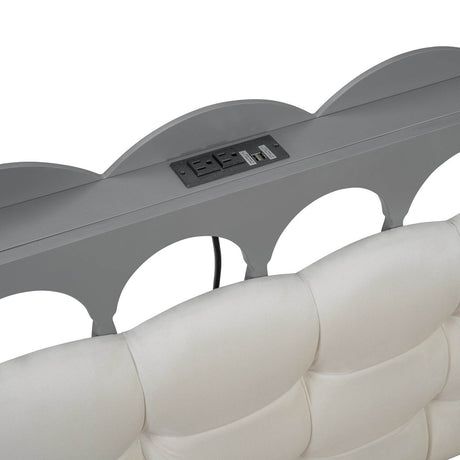 Queen Platform Bed With Trundle Drawers USB Ports Gray - Calmora - Sleep Galleria