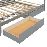 Queen Platform Bed With Trundle Drawers USB Ports Gray - Sleep Galleria
