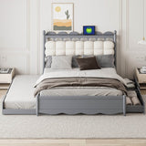 Queen Platform Bed With Trundle Drawers USB Ports Gray - Sleep Galleria