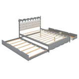 Queen Platform Bed With Trundle Drawers USB Ports Gray - Sleep Galleria