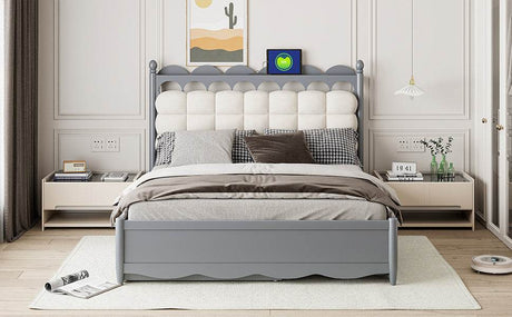 Queen Platform Bed With Trundle Drawers USB Ports Gray - Calmora - Sleep Galleria