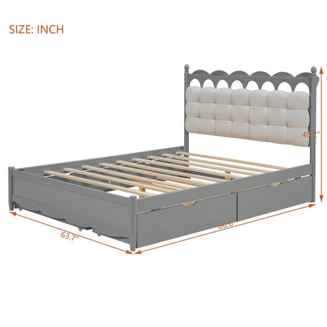 Queen Platform Bed With Trundle Drawers USB Ports Gray - Calmora - Sleep Galleria