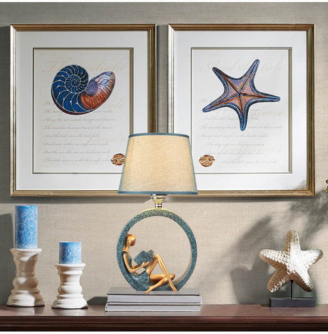Reading Girl Resin Cloth Table Lamp LED Nightlight - Calmora - Sleep Galleria