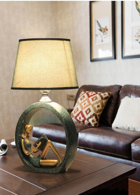Reading Girl Resin Cloth Table Lamp LED Nightlight - Calmora - Sleep Galleria