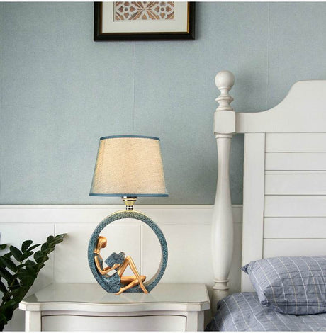 Reading Girl Resin Cloth Table Lamp LED Nightlight - Calmora - Sleep Galleria