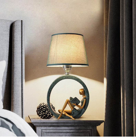 Reading Girl Resin Cloth Table Lamp LED Nightlight - Calmora - Sleep Galleria
