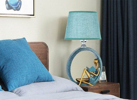 Reading Girl Resin Cloth Table Lamp LED Nightlight - Calmora - Sleep Galleria