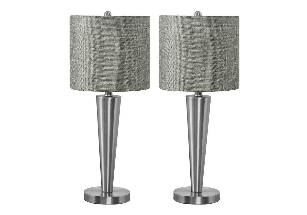 Set of 2 Contemporary Nickel Metal Table Lamps With USB - Calmora - Sleep Galleria