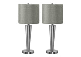 Set of 2 Contemporary Nickel Metal Table Lamps With USB - Calmora - Sleep Galleria