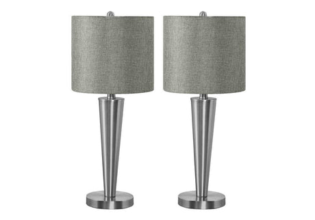 Set of 2 Contemporary Nickel Metal Table Lamps With USB - Sleep Galleria