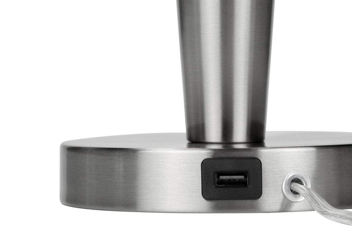 Set of 2 Contemporary Nickel Metal Table Lamps With USB - Calmora - Sleep Galleria
