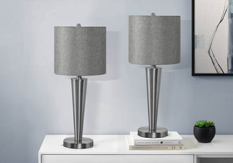 Set of 2 Contemporary Nickel Metal Table Lamps With USB - Sleep Galleria